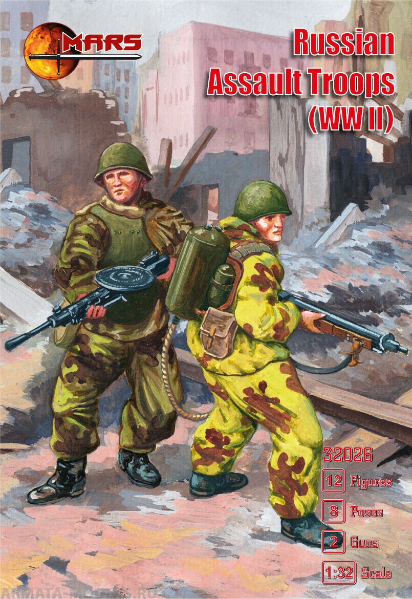 32026MR Фигуры WWII Russian Assault Troops Mars, 1/32 Mars