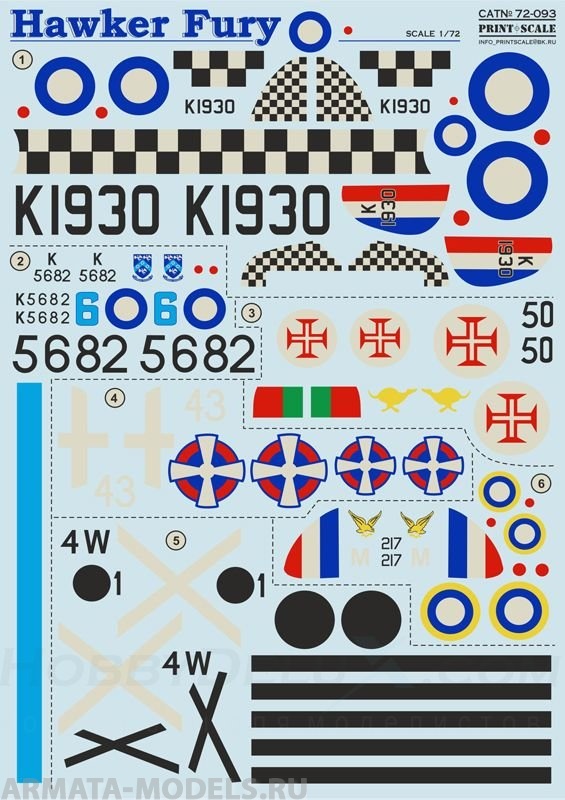 PS72-093 Декаль Hawker Fury