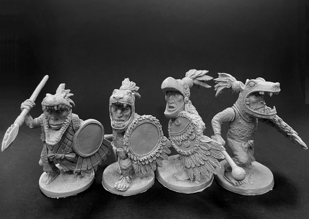 CHM-50.07. Ацтеки, набор №1. В комплекте 4 фигуры. Материал - смола. Chronos Miniatures