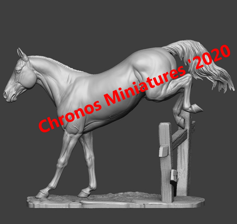 CHM-54201. Животные: Лошадь №15 (с подставкой). 54 мм. Материал - смола. Chronos Miniatures