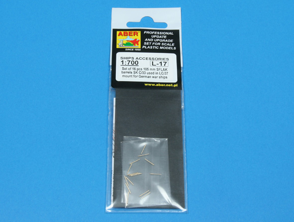 ABR-1:700-L-17  Дополнения для  Set of 16 pcs 105 mm SFLAK barrels SK C/33 used in LC/37 mount for German ships для  1/700