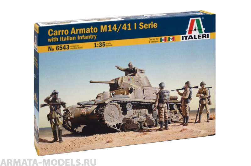 6543ИТ Танк CARRO ARMATO M14/41 l SERIE with ITALIAN INFANTRY Italeri
