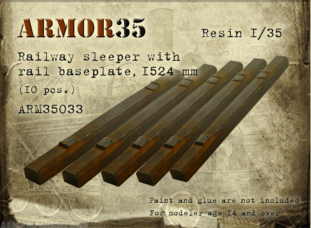 ARM35033 Шпала с подкладками под рельс (Русская колея 1524 мм) -10 штук