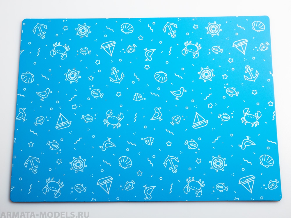 100131RK Коврик для резки А4, 3 слоя, лазурный, морская тема
