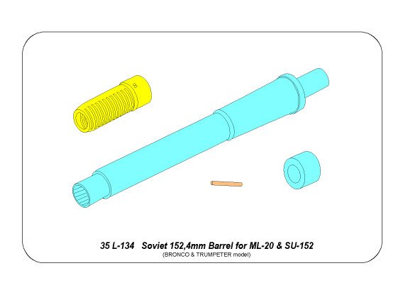 ABR-35-L-134  Дополнения для  Soviet 152,4mm ML-20S Barrel for SU-152 для Bronco, Trumpeter 1/35
