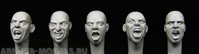 HH38 5 bare heads shouting, 'War faces' Hornet