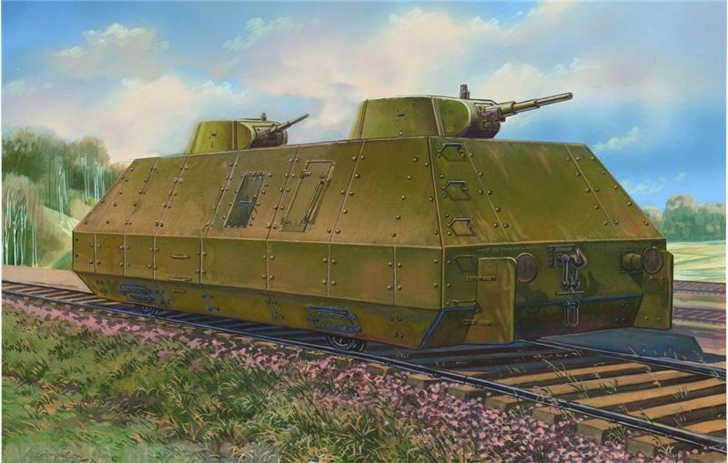 UMmt628 Двухосная бронеплощадка ОБ-3 с двумя коническими башнями Т-26 UM