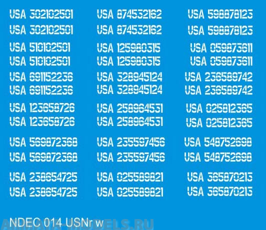 NDEC014 Бортовые номера американской БТТ времен вьетнамской войны
