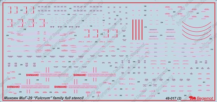 48017 Декаль Микоян МиГ-29 технические надписи