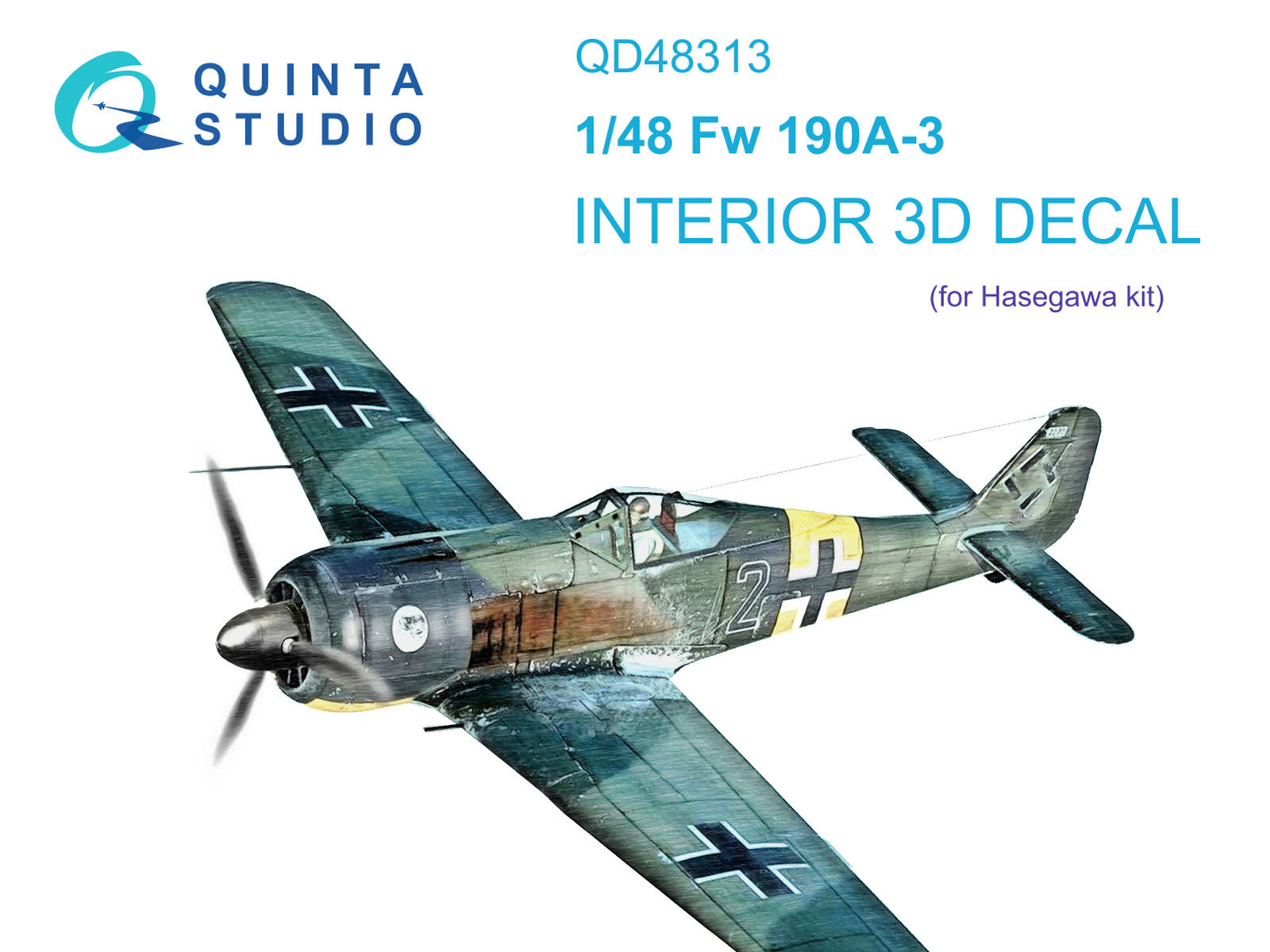 QD48313 3D Декаль интерьера кабины Fw 190A-3 (Hasegawa)