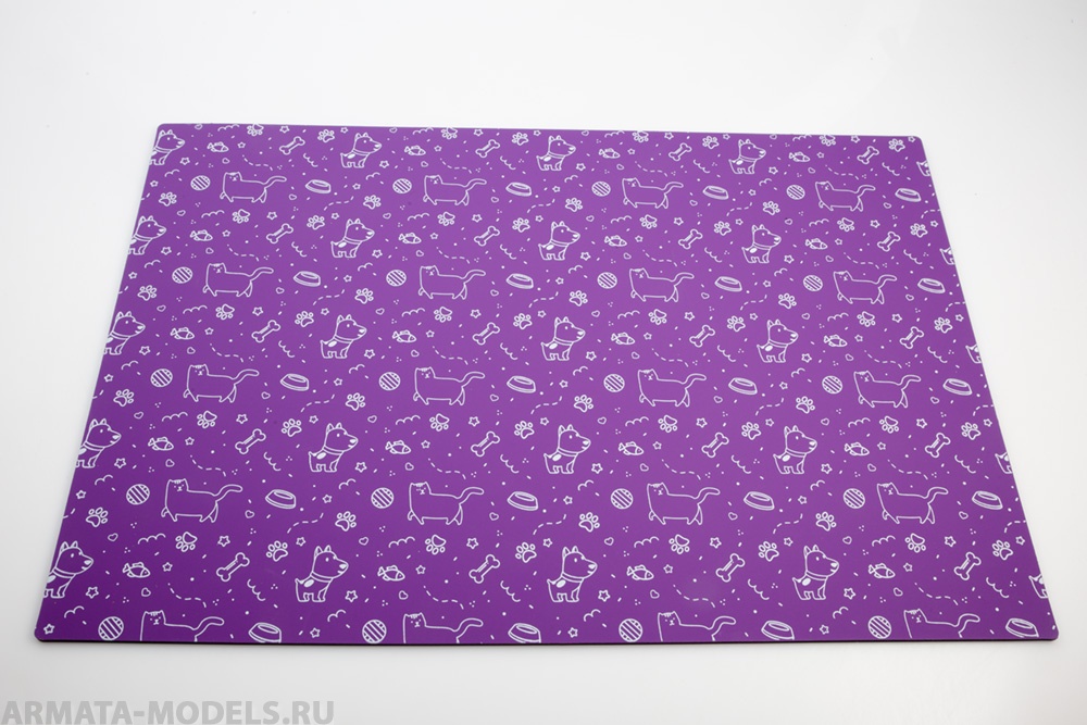 100124RK Коврик для резки Животные фиолетовый А3, 3 слоя