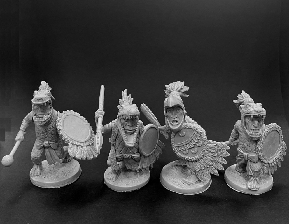 CHM-50.07. Ацтеки, набор №1. В комплекте 4 фигуры. Материал - смола. Chronos Miniatures