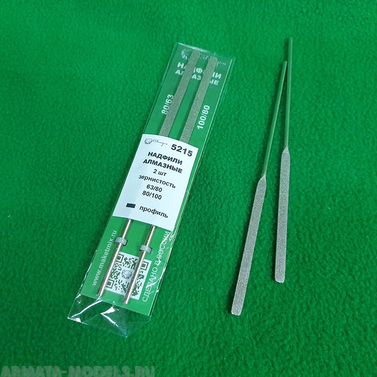 5215 набор надфилей алмазных 2 шт - плоский