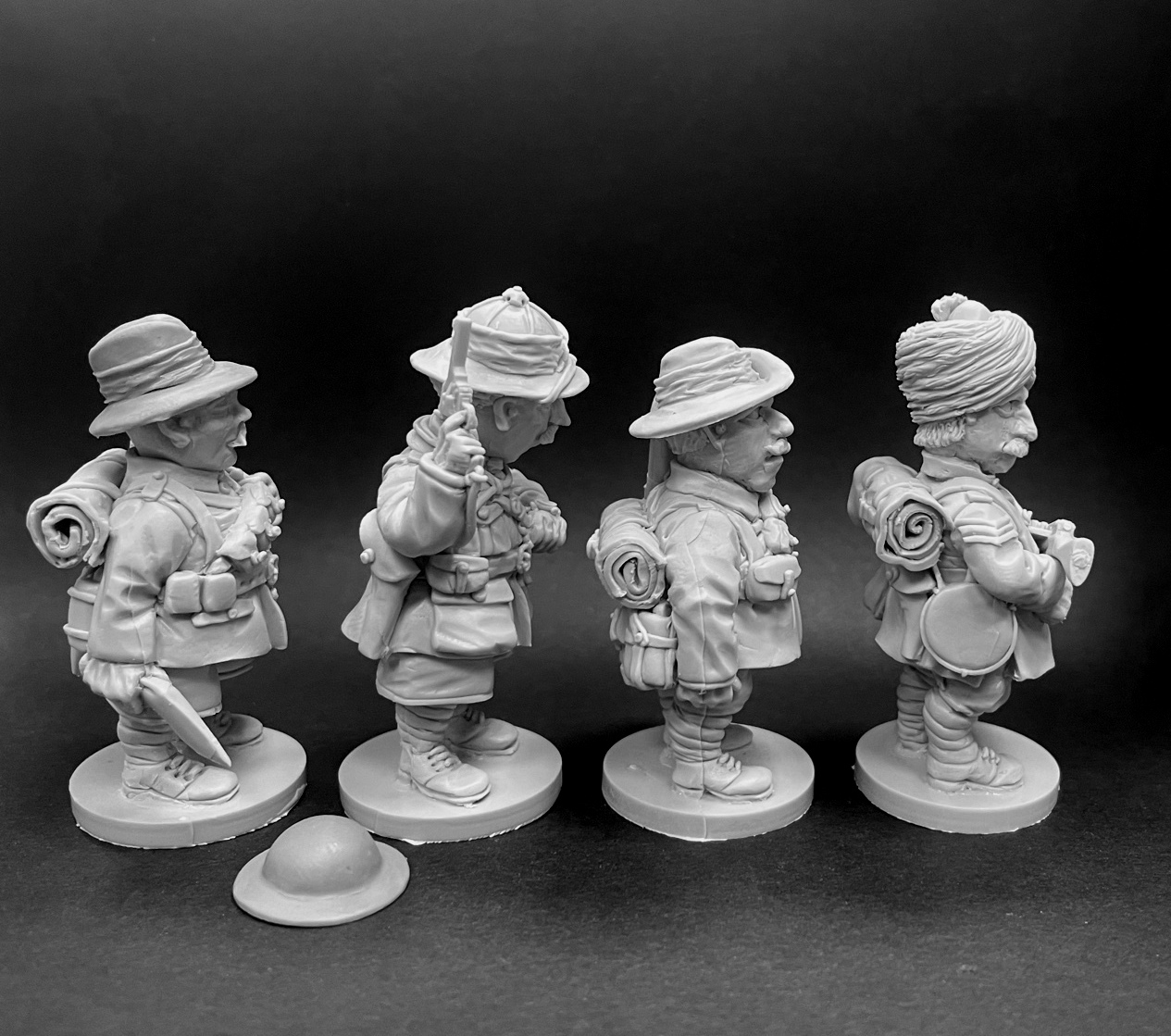 CHM-50.08. WW1: Британская армия №2 (Пехота доминионов). В комплекте 4 фигуры. 50 мм. Материал - смола. Chronos Miniatures