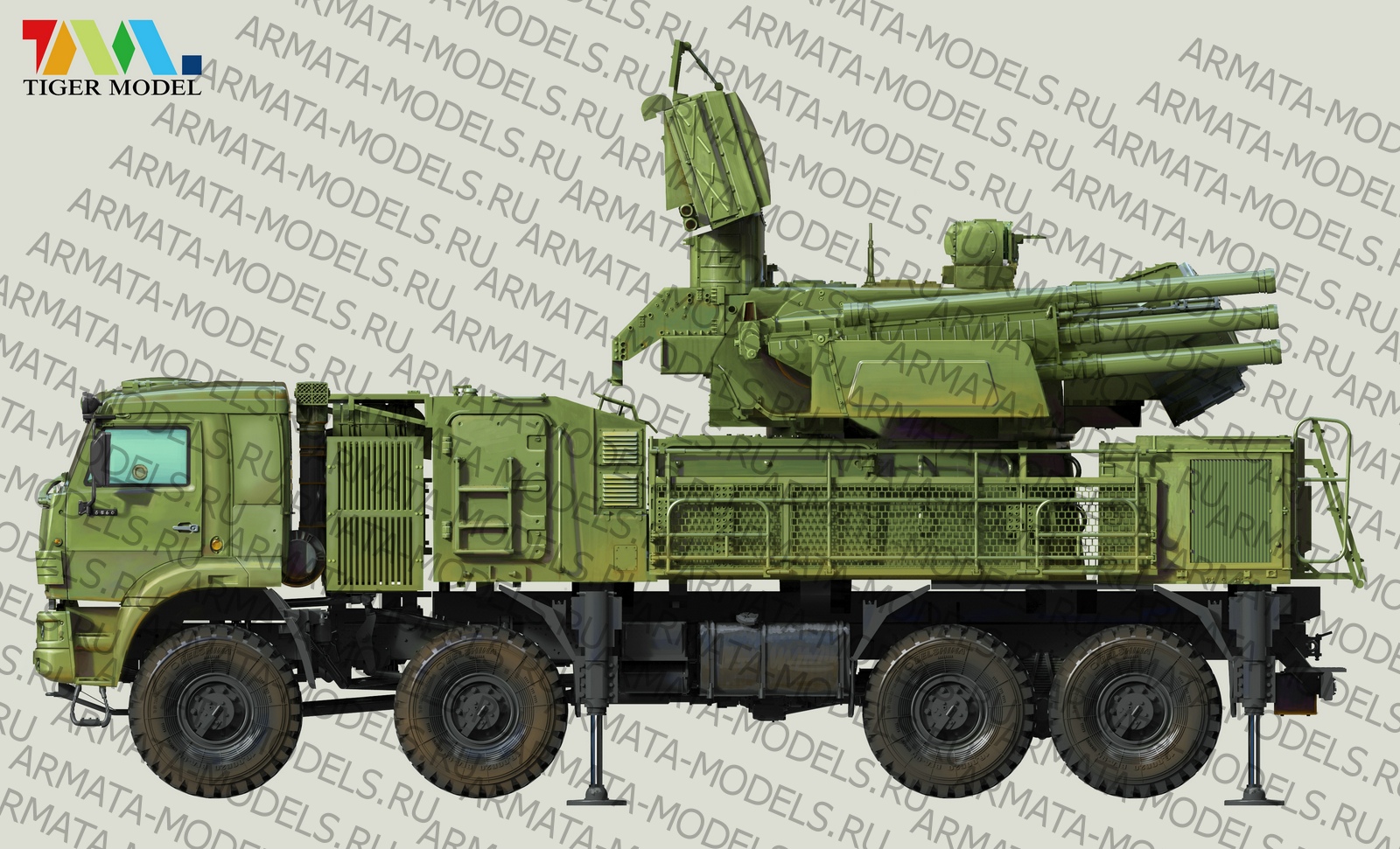 4644 Российский самоходный зенитный ракетно-пушечный комплекс «Панцирь-С1» (Russian Pantsir-s1/ SA-22 ) Tiger Model