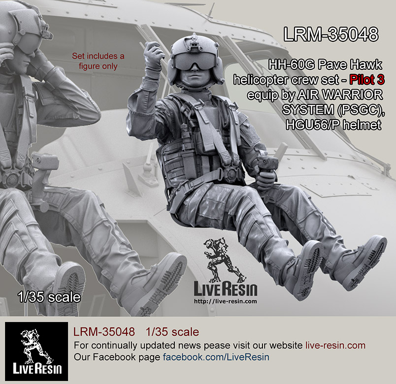 LRM35048 Экипаж вертолета HH-60G Pave Hawk helicopter crew set - Pilot 3 equip by AIR WARRIOR SYSTEM (PSGC), HGU56/P helmet