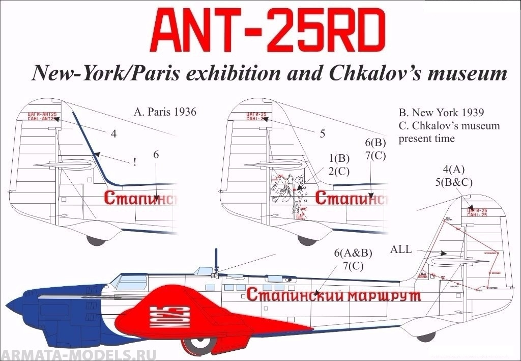 UR14424 Декали для Tupolev ANT-25RD