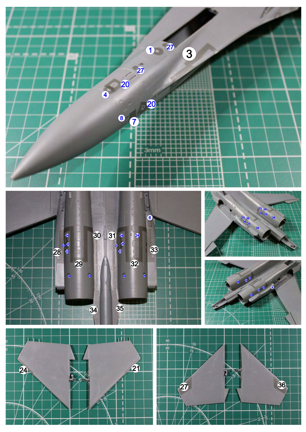 AM48129 Маска окрасочная расширенная, включая окраску сопел для Су-27, 1/48 