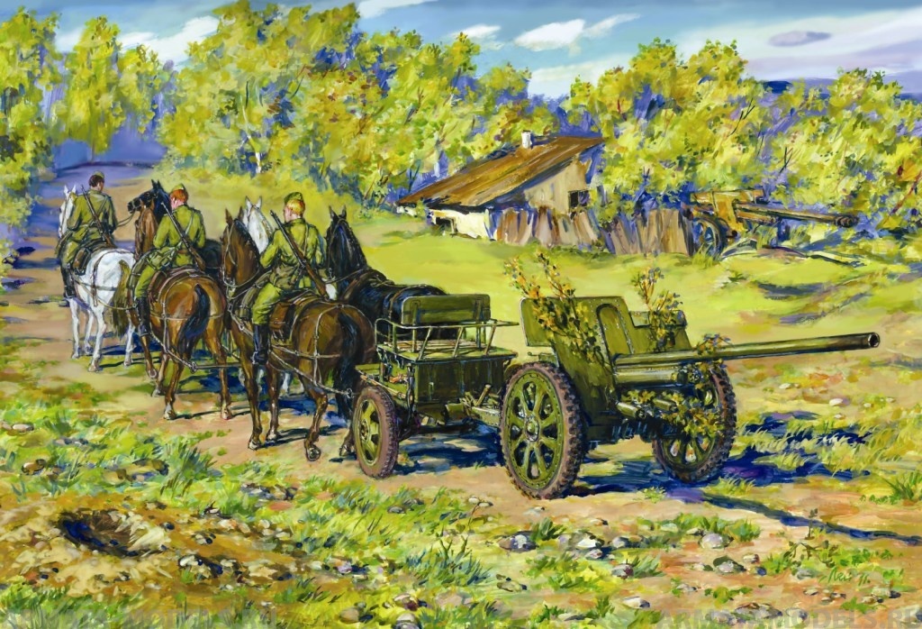 35802 Советская дивизионная пушка Ф-22 с конной тягой, 2МВ ICM