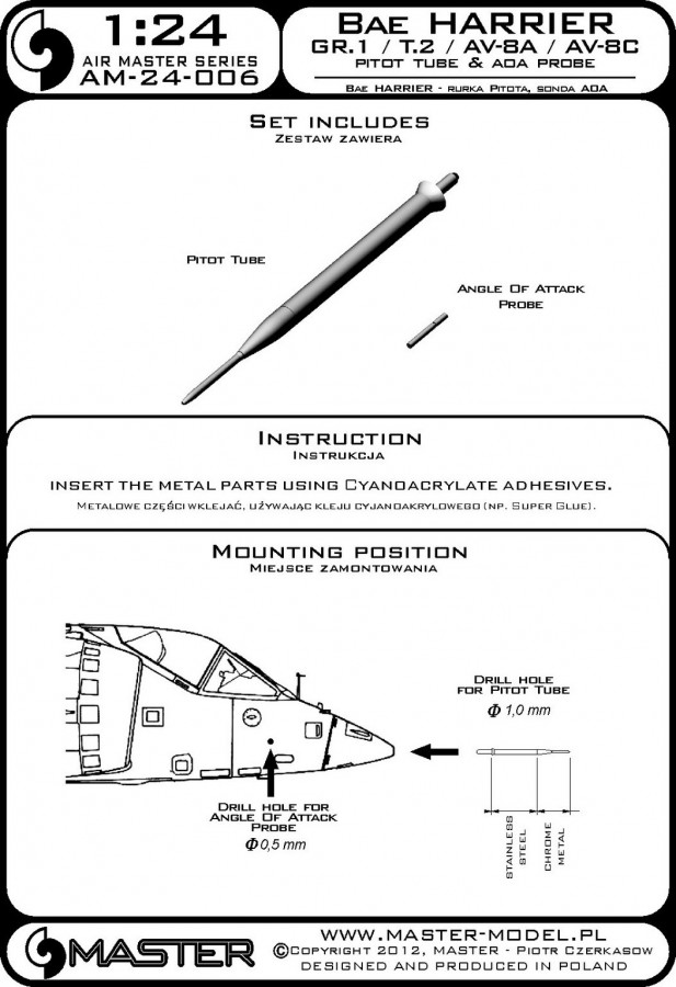 AM-24-006 Harrier GR.1 / T.2 / AV-8A / AV-8C - Трубка Пито и датчик угла атаки