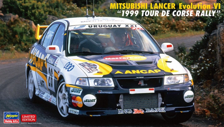 20608-Автомобиль MITSUBISHI LANCER Evolution VI 1999 TOUR DE CORSE RALLY (Limited Edition) Hasegawa
