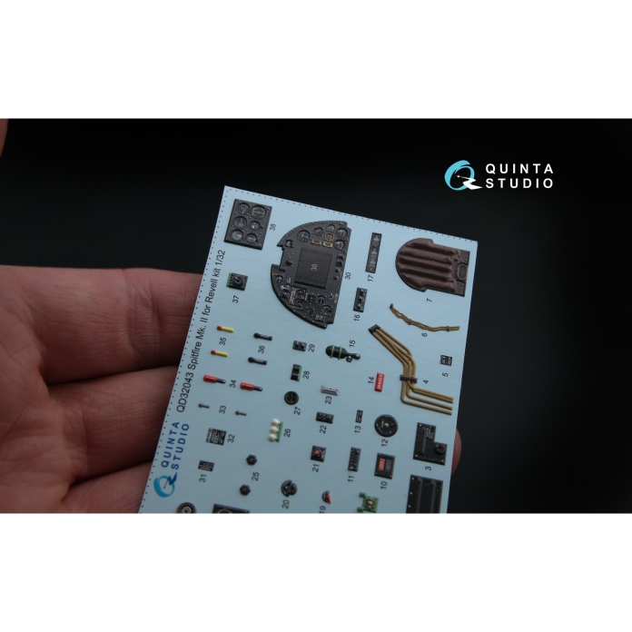 QD32043 3D Декаль интерьера кабины Spitfire Mk. II (для модели Revell)
