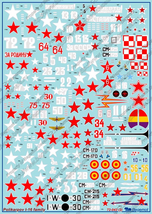 72043 Декаль Поликарпов И-16
