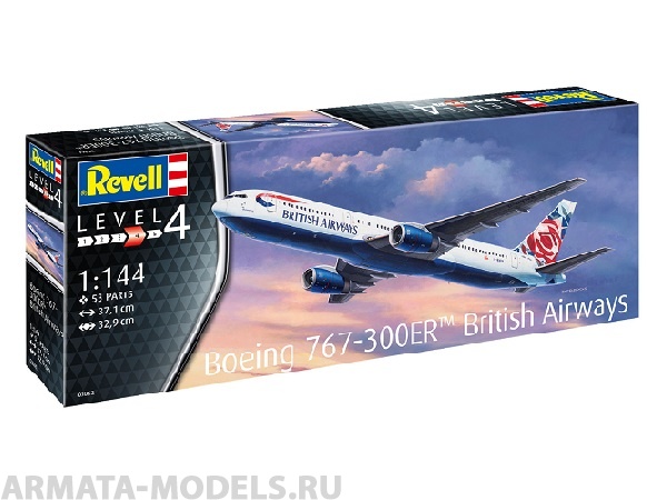 03862RE Пассажирский самолет увеличенной дальности полета Boeing 767-300ER (Airline TBD) Revell