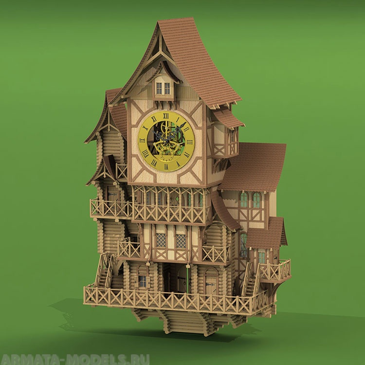 7006 часы деревянные Башня Эльфов сборная модель СВ Модель