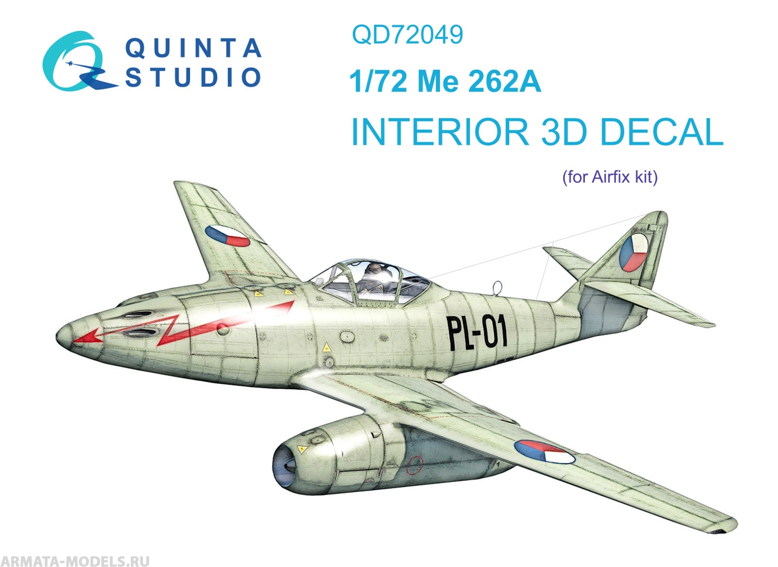 QD72049 3D Декаль интерьера кабины Me-262A (Airfix)