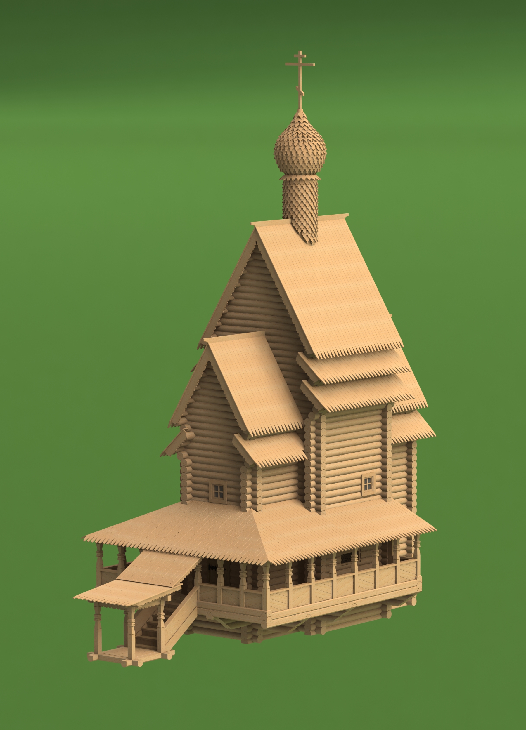 1308 сборная деревянная модель Георгиевская церковь СВ Модель