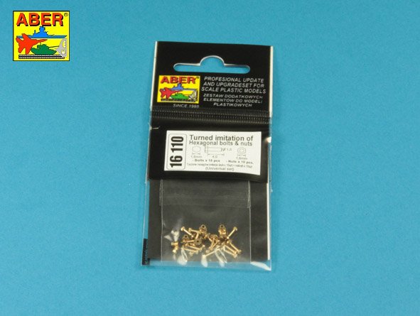 ABR-16-110  Дополнения для  Turned imitation of Hexagonal bolts & nuts 1,6 x  4,0 mm x 15 pcs. And 1,6mm nuts x 10 pcs. универсальный набор 1/16