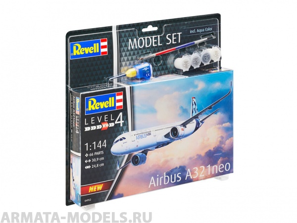 64952RE Набор Узкофюзеляжный пассажирский самолет Airbus A321 Neo Revell