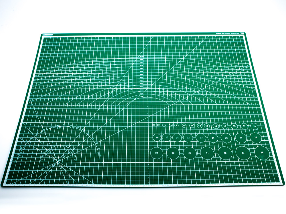 100105RK Коврик для резки А2, 5 слоёв, зеленый цветочная поляна