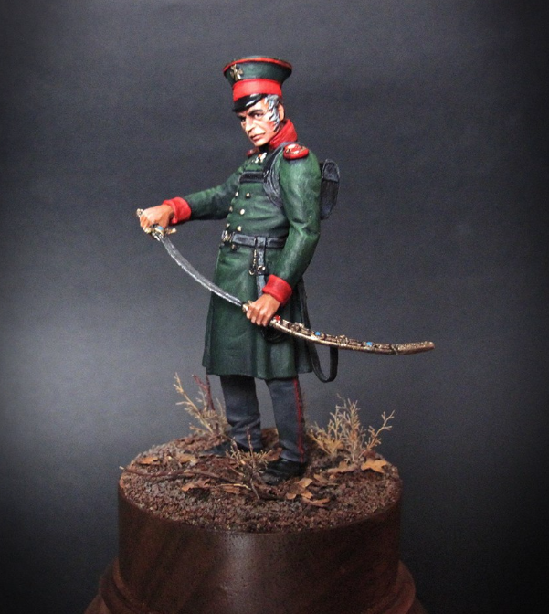 CHM-54096(M). Обер-Офицер Московского (или Санкт-Петербургского) пешего ополчения, Россия 1812-13 гг. (Два варианта голов). 54 мм. Материал – белый металл Chronos Miniatures