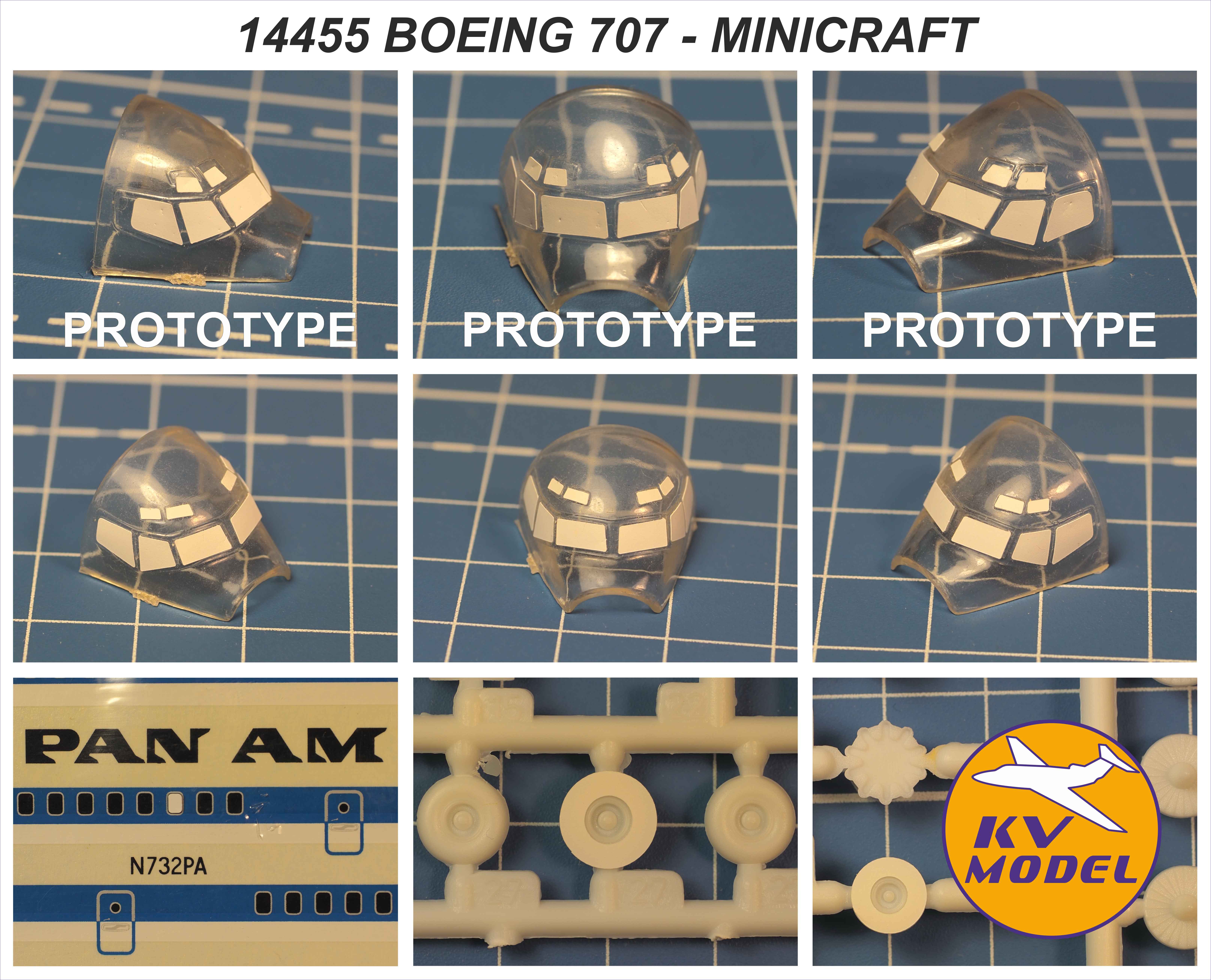 14455KV Окрасочная маска Boeing 707-300/320B/351B /420 / C-18A / VC-137C / E-3 / E-8 Sentry AWACS (MINICRAFT #14639, #14450, #14455, #14454, #14484, #14485, #14502, #14504, #14526, #14594, #14611, #14613, #14613, #14624, #14703) + маски на диски и ко