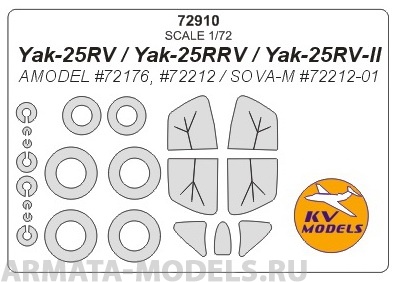 72910KV Окрасочная маска ЯК-25РВ / ЯК-25РРВ / ЯК-25РВ-II (AMODEL #72176, #72212 / SOVA-M #72212-01) + маски на диски и колеса