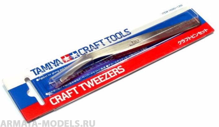 74080T Пинцет угловой (особенно удобен для работ с бумагой, стикерами, декалями) (длина 140мм)