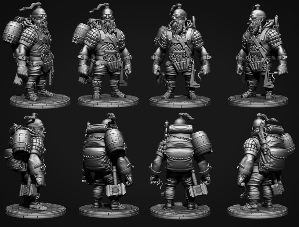 CHM-54134(M). Стимпанк: Боевой гном-инженер. 54 мм. Материал - белый металл. Chronos Miniatures