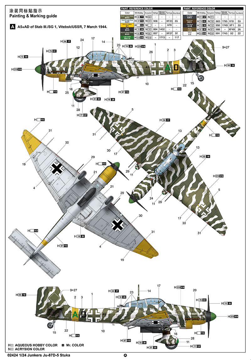 02424P Junkers Ju-87D-5 Stuka Trumpeter