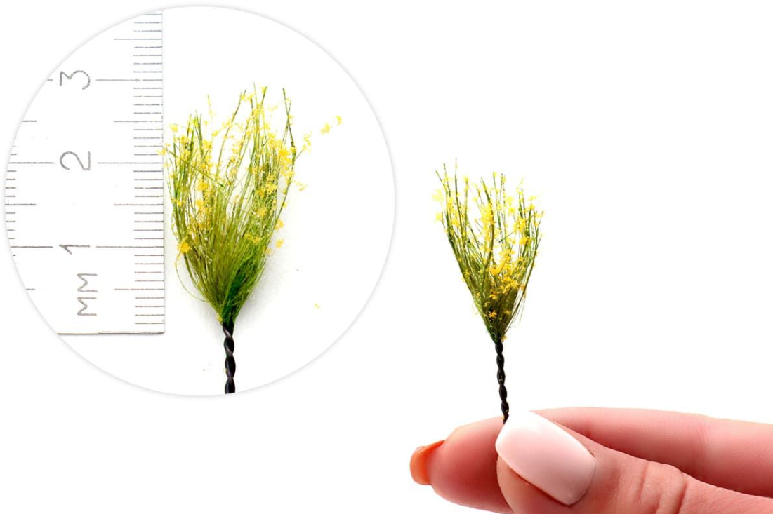 004pcv003 Цветущие растения для диорамы Жёлтые соцветия 2,5-3см. 5шт.