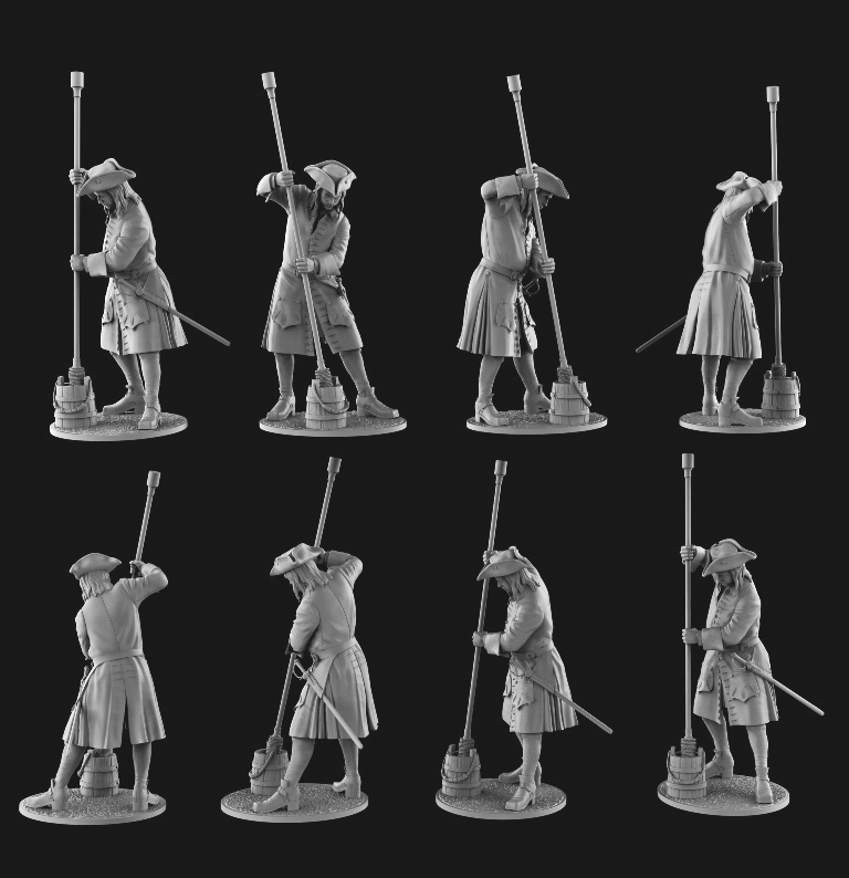 CHM-54298.  Шведский артиллерист, начало 18 века. Материал - смола. Chronos Miniatures