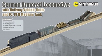 14152Д GERMAN ARMORED LOCOMOTIVE w/RAILWAY VEHICLE UNITS A