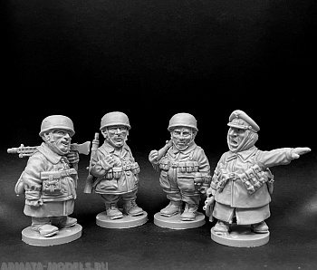 CHM-50.12. Шаржевая миниатюра. WW2: Германская Армия, набор №1 (десантники). В комплекте 4 фигуры. Материал - смола.