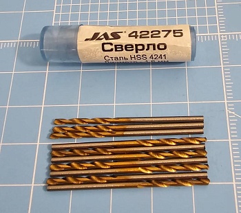 42275J Мини-сверло, диаметр   1,6 мм, HSS 4241, титановое покрытие, 10 шт./уп.