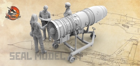 smk48038 Двигатель Су-25 с тележкой