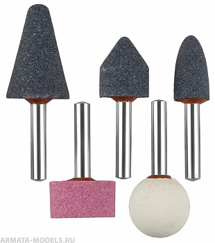 35994-H5 Набор Мастер: Абразивные минишарошки-насадки для  дрели, хвостовик d 6мм, 5 предм.