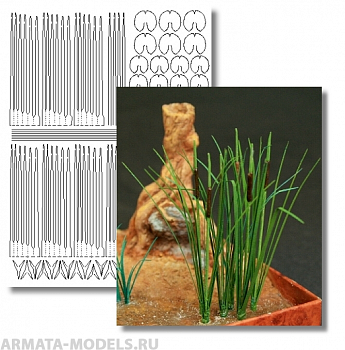 GL056gn Bulrush, Arrowhead and Water-Lily 54mm Green