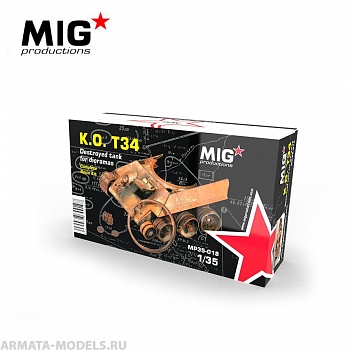 MP35-018 Сборная модель из пластика K.O. T34 Destroyed T34 Tank
